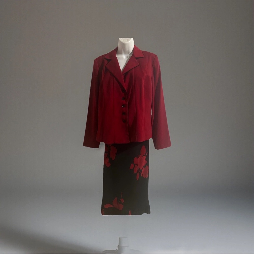 Studio I Red and Black Midi Dress